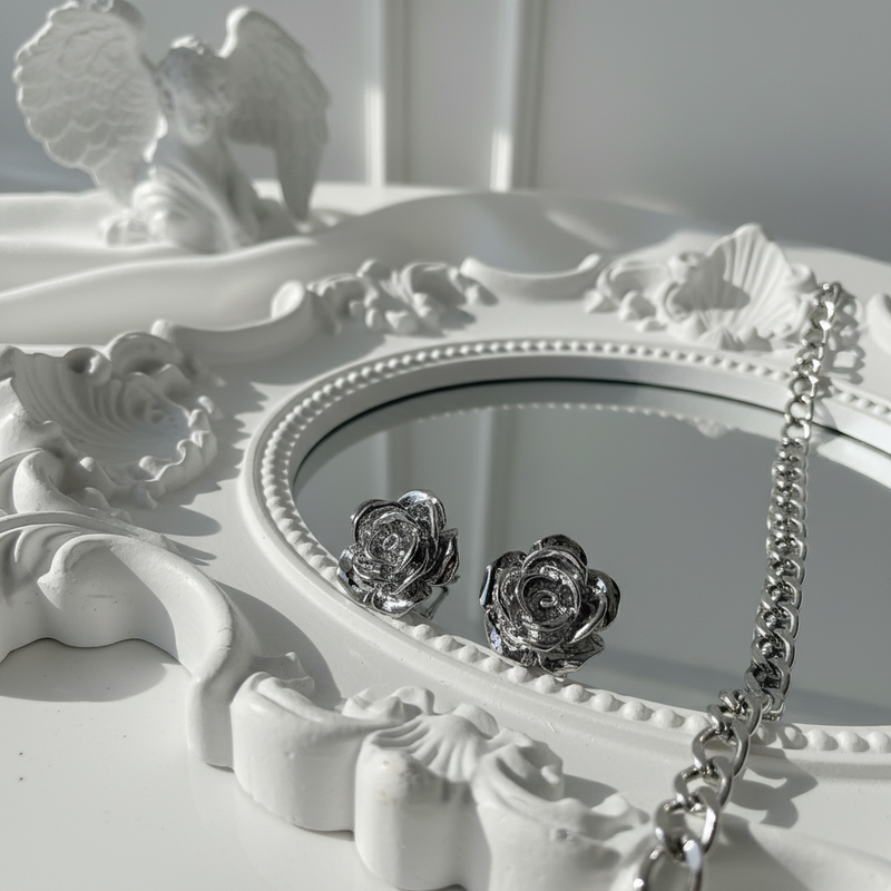 [IVE Yujin Piercing] Metal Rose Piercing - Silver Color