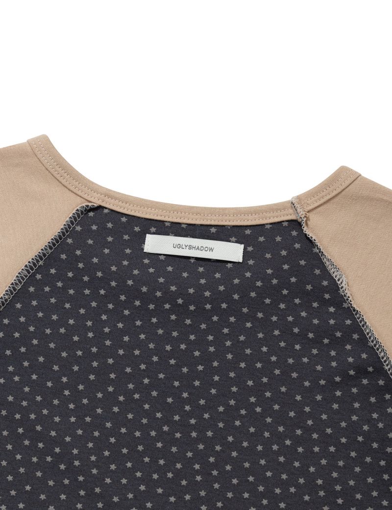 STAR CONTRAST RAGLAN T-SHIRT(CHARCOAL)