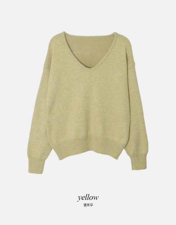 #Soft Wool V-neck Loose Fit Knit (6color)