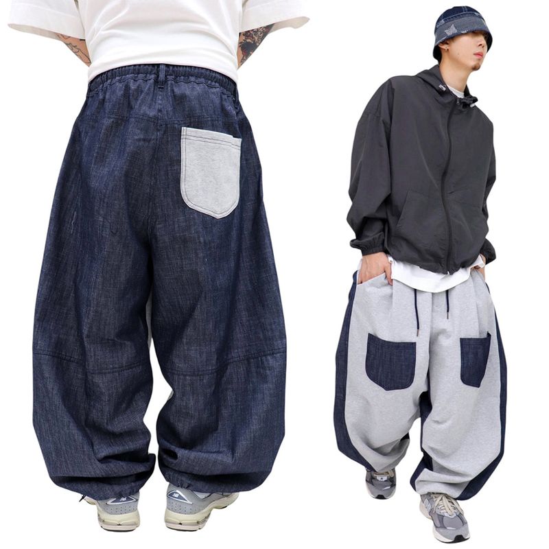 Wide Pocket Contrast Balloon Pants
