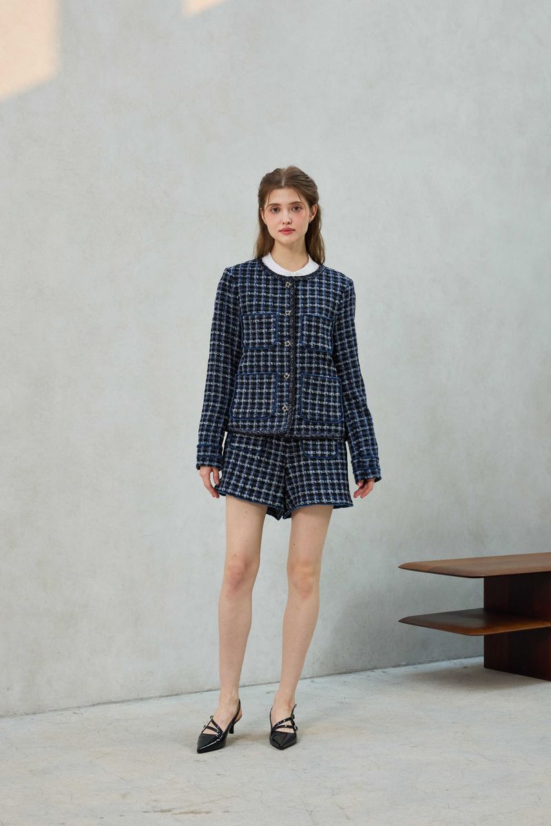 COMELY TWEED SHORTS PANTS / BLACK