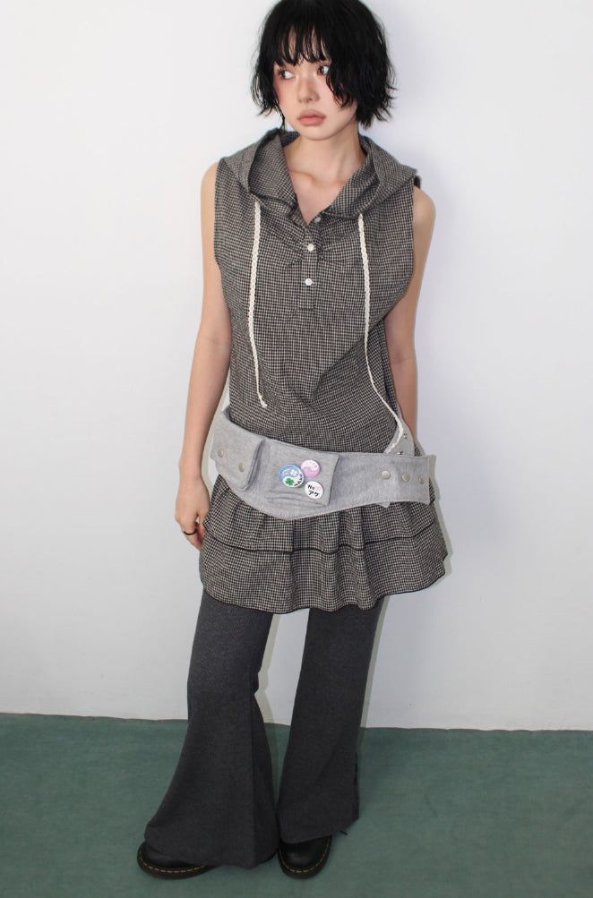 RIBBED BUTTON BOOTCUT PANTS