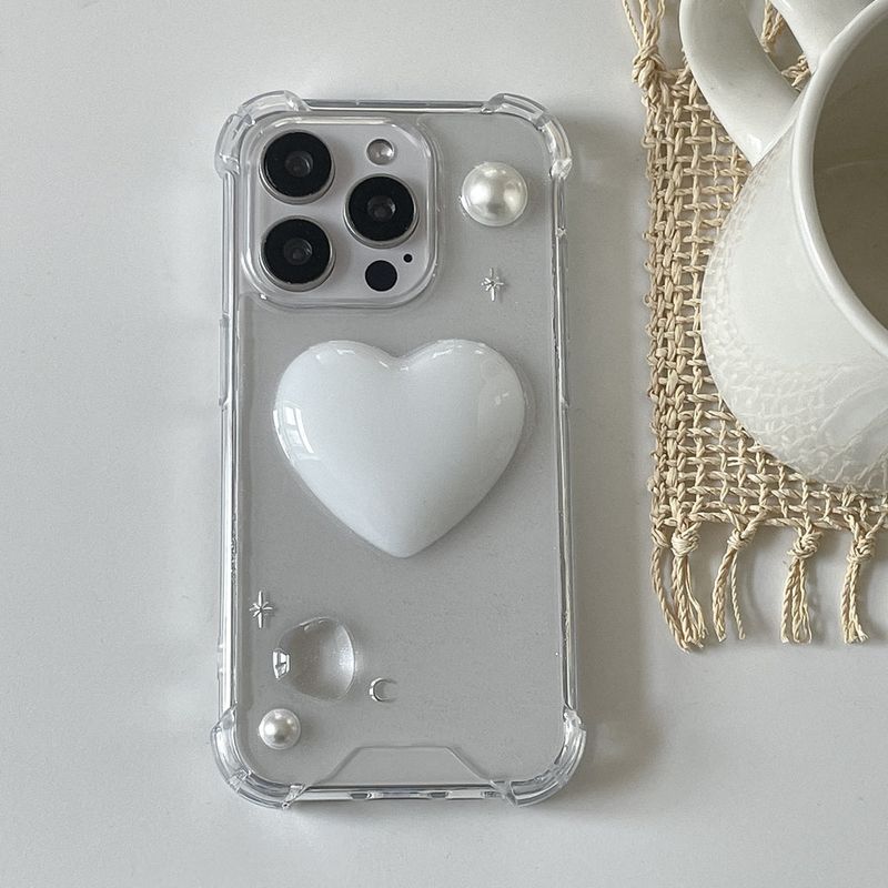 Ellebelle market（エルベルマーケット）の「[made]white pearl heart ver resin phone case （Smartphone Accessories）」