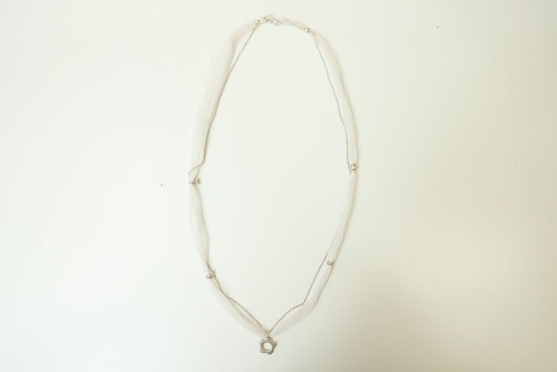 Silver925 flower organza silk necklace