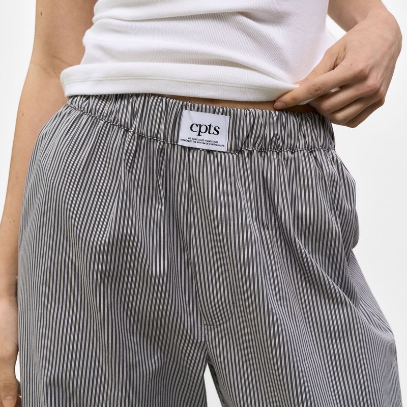  UNISEX STRIPED LABEL BOXER PANTS_CHARCOAL