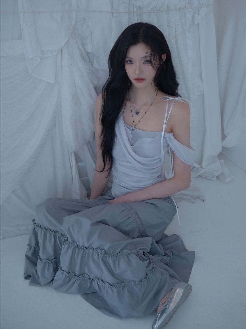 Glow Chiffon Shirred Sleeveless Blouse