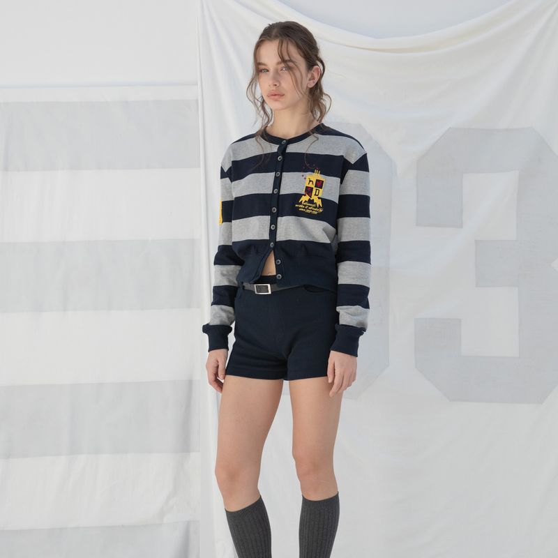 CLASSIC CARDIGAN (NAVY/GREY STRIPE)