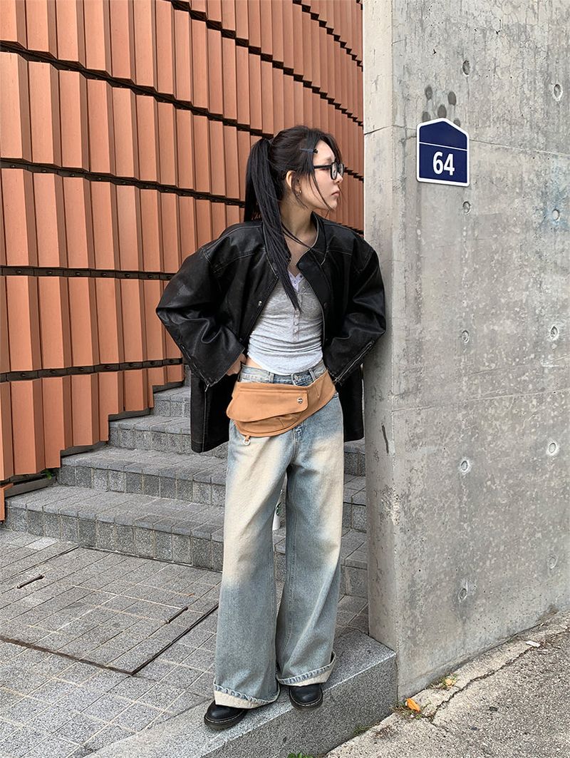 KEYRING WASHED WIDE JEANS