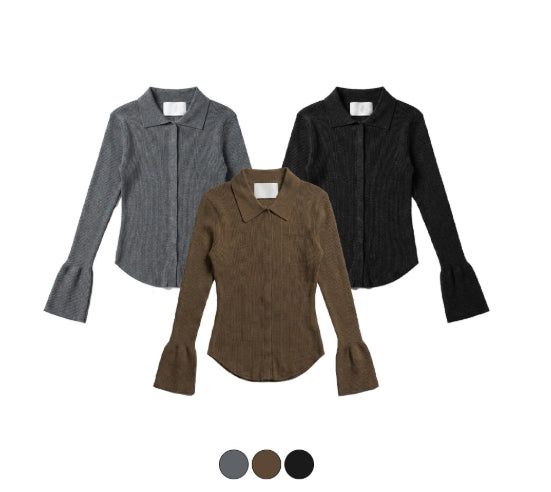 Snap cuffs collar knit