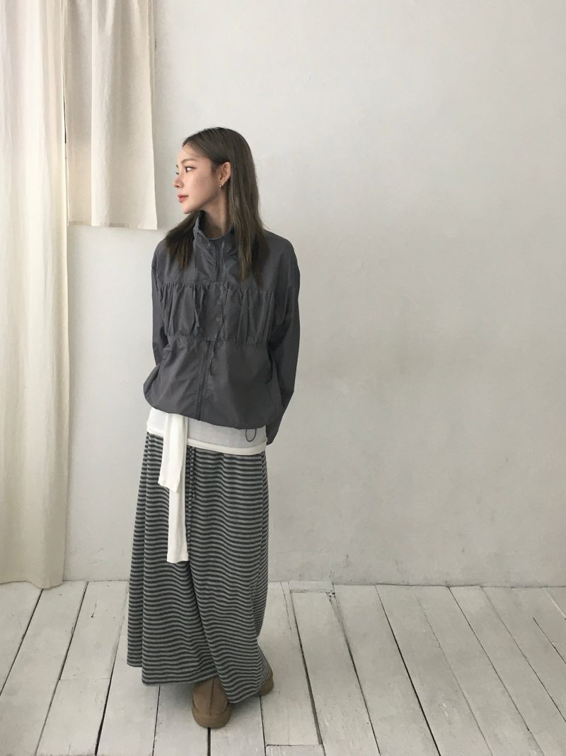Bunny Stripe Banding Long Skirt (2c)