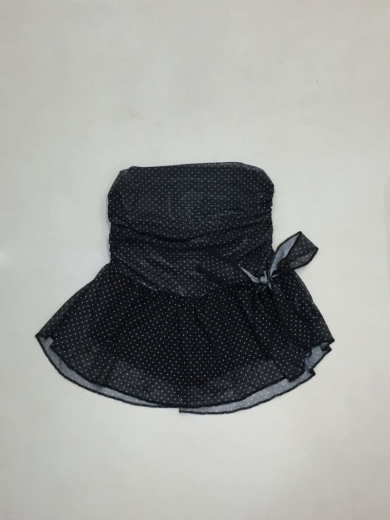 Dot Ribbon Strap Skirt (Black