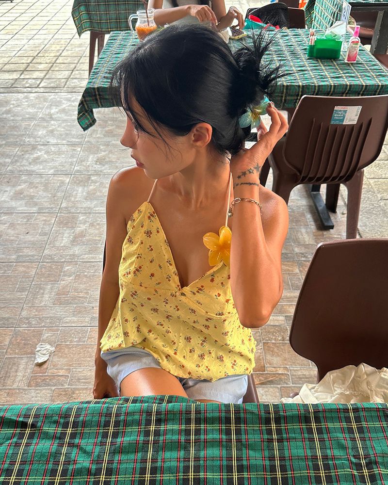 Flower Backless Bustier Blouse