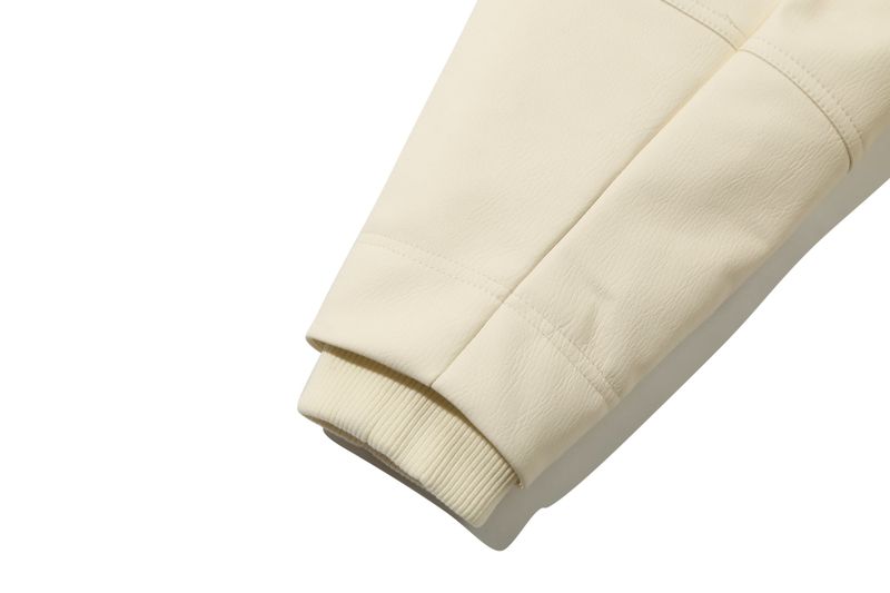 VEGAN LEATHER SINGLE JACKET_OATMEAL