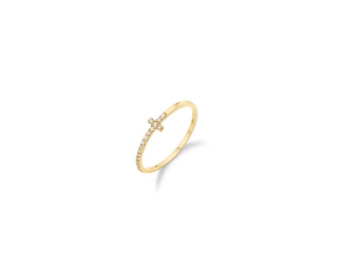 26SS★ Truly Essence 14K Cross Pave Ring