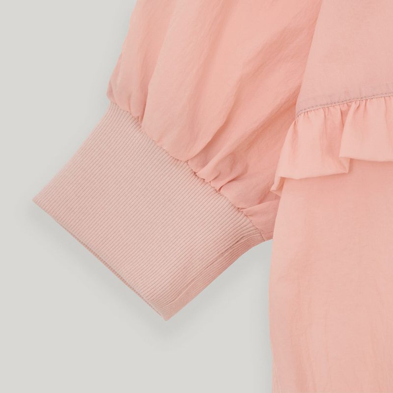 Pink Nylon Ruffle Blouse