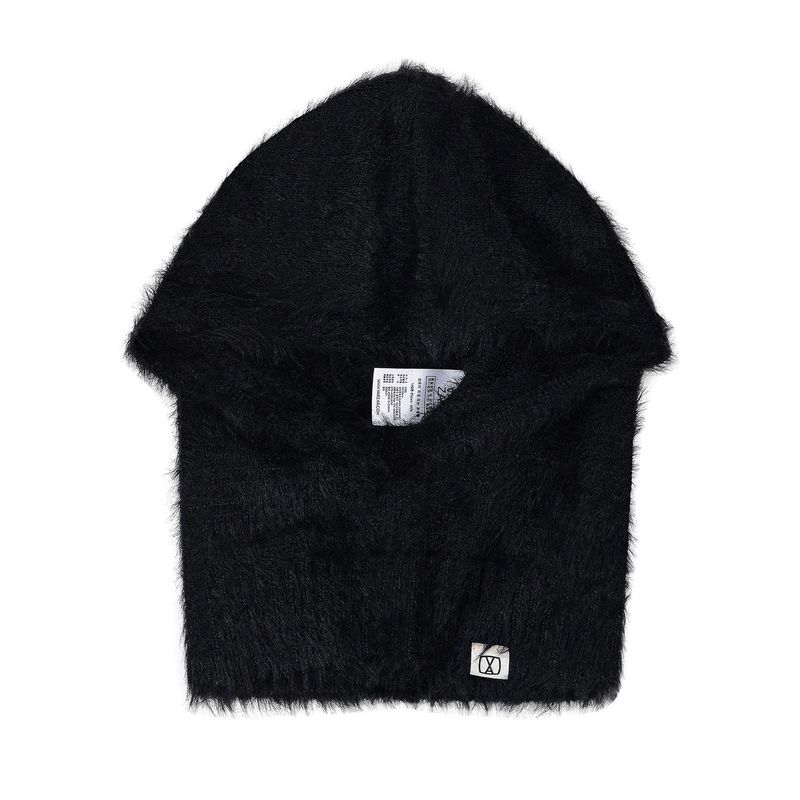 VA Square Label Hairy Balaclava / Black