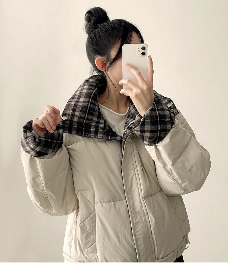 Pomi checkered lining padded jumper
