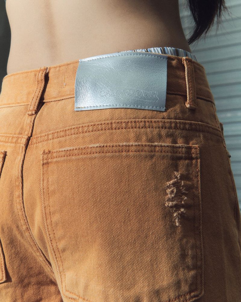 damage denim pt - orange