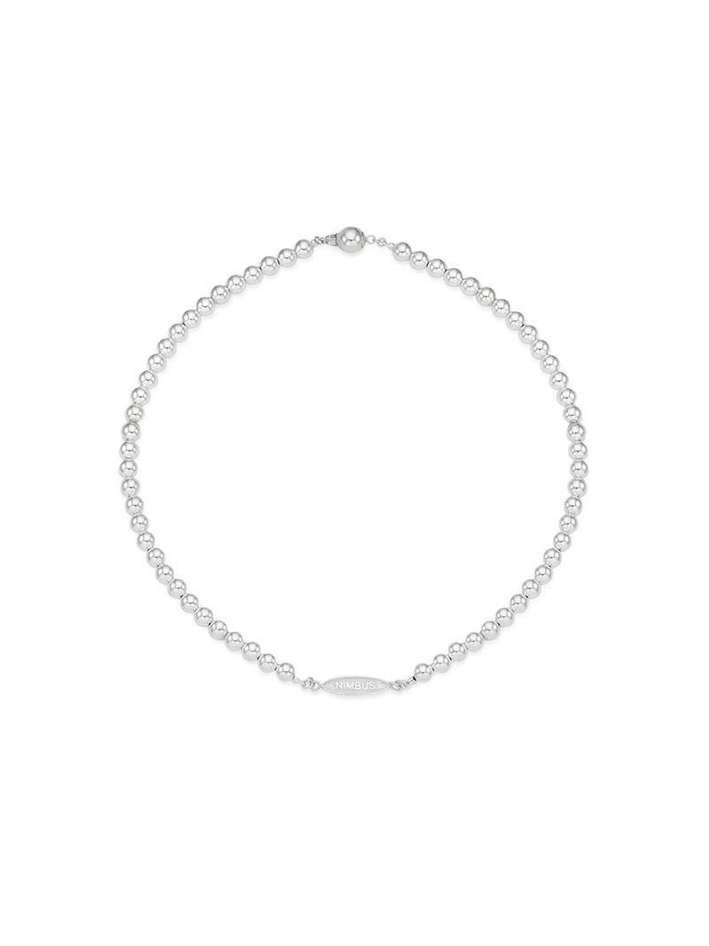 TAG SILVER BALL NECKLACE