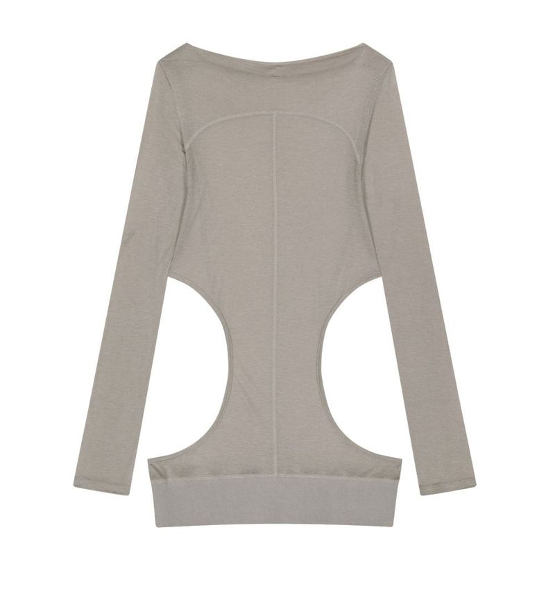 Curved Cut Layered Tee / Warm Grey