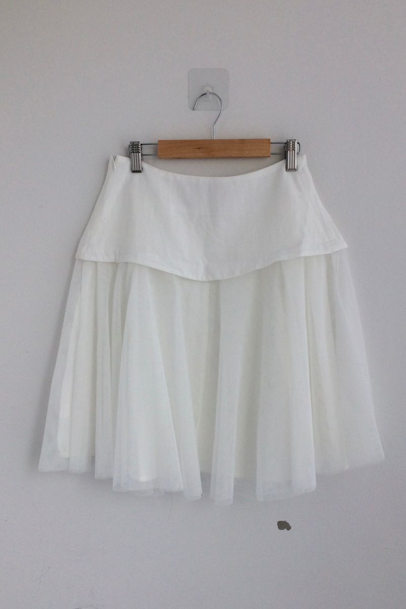 See-through curve layered skirt