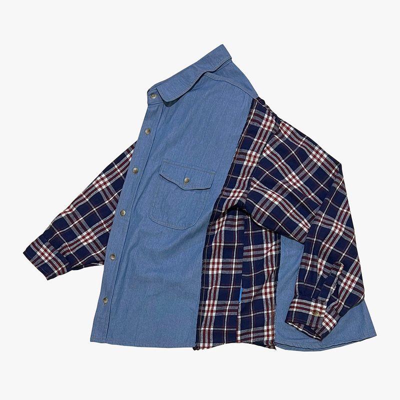 check block denim shirt_blue