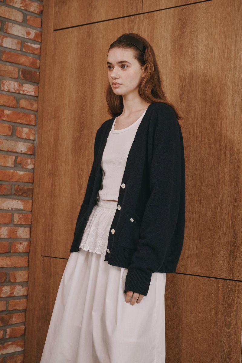 Loose cardigan (Navy)