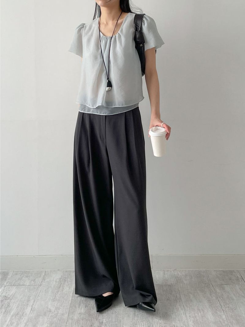 [Summer ver.] Tie Two Tuck Long Wide Slacks