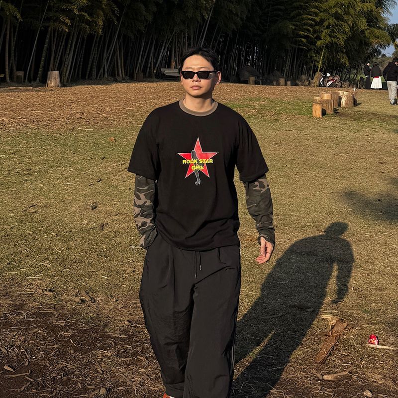 Camo Star Layered Long Sleeve T-Shirt (3color)