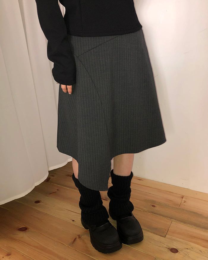 Annu Asymmetrical Button Midi Skirt