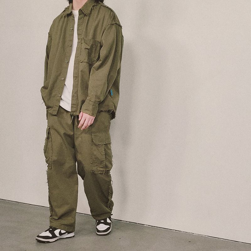 grunge plain shirt_khaki