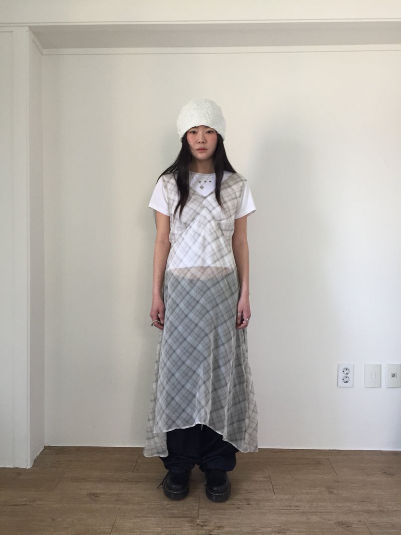 Sheer Check Long One Piece (1color)