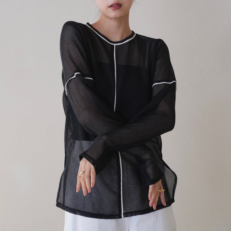 line mesh pullover