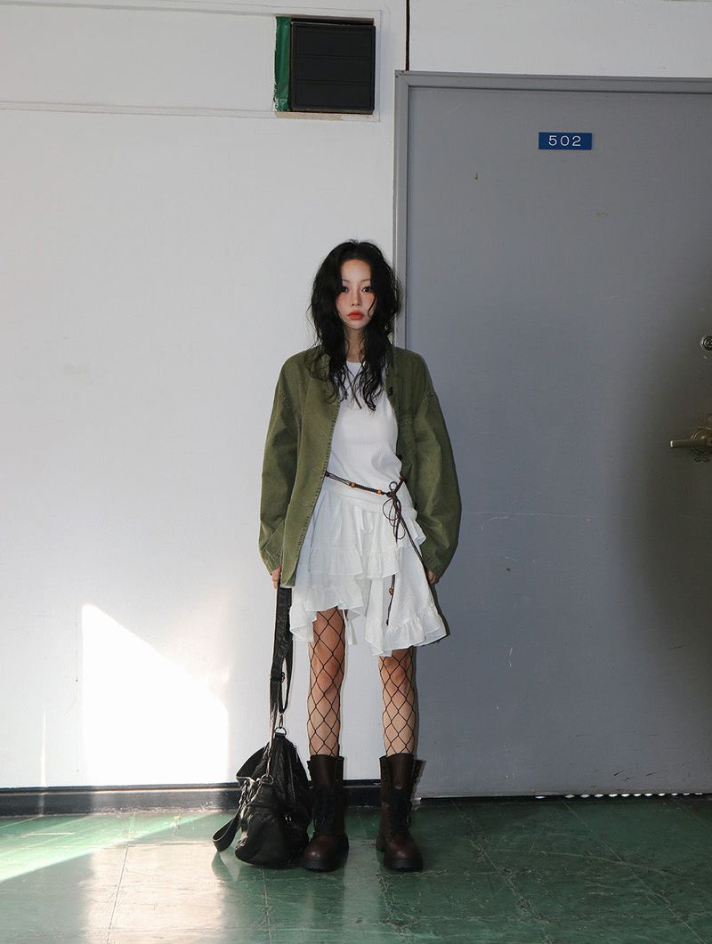 Vintage Washing Pocket Bomber Jacket