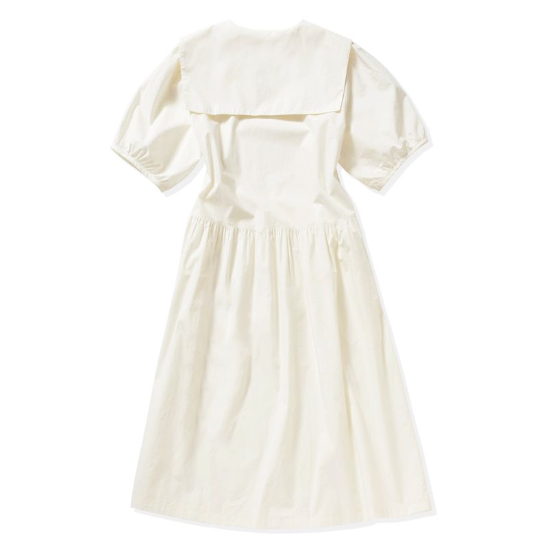 SAILOR COLLAR LONG DRESS_WHITE