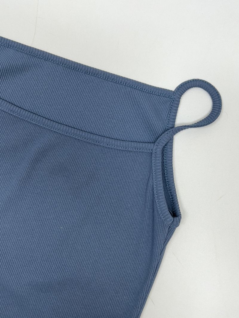 Boat Neck Square Ribbed Sleeveless