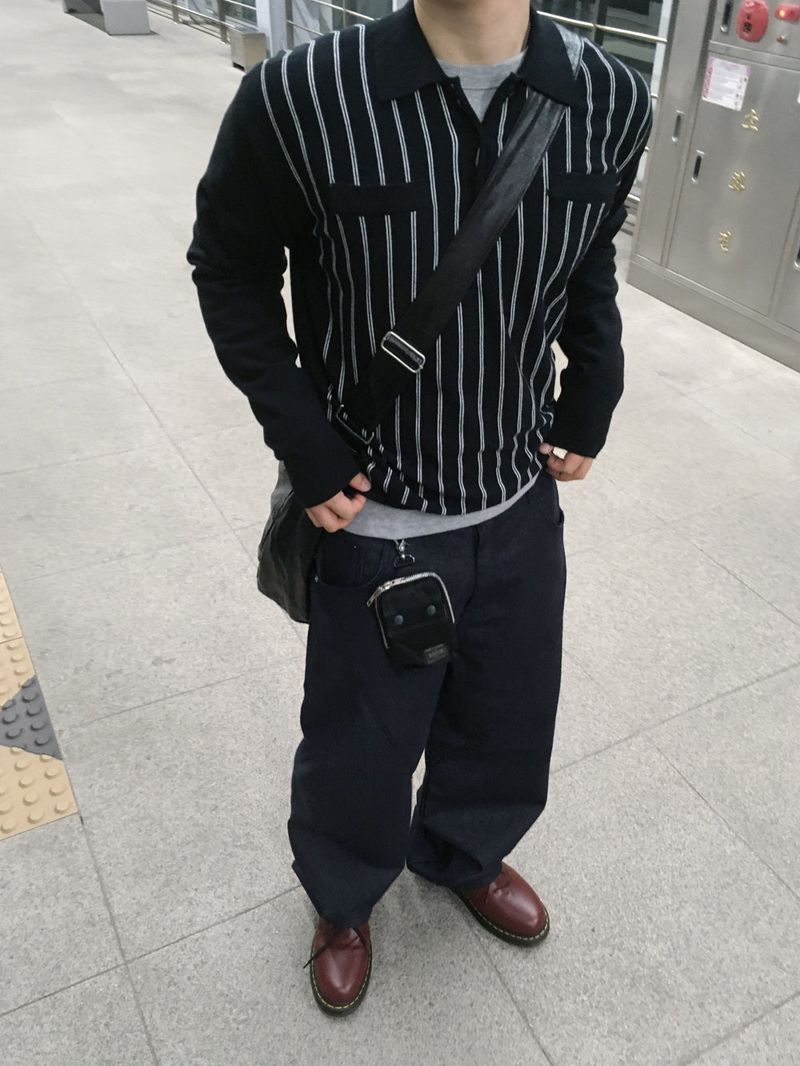 No.1640 P stripe collar KNIT