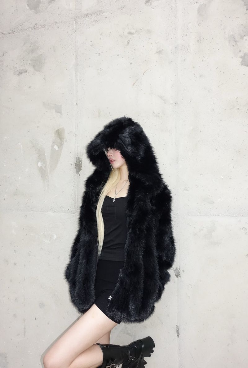 Street Hooded Fur Jacket