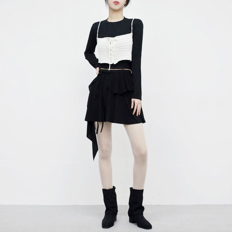 Kehi unbalanced mini skirt