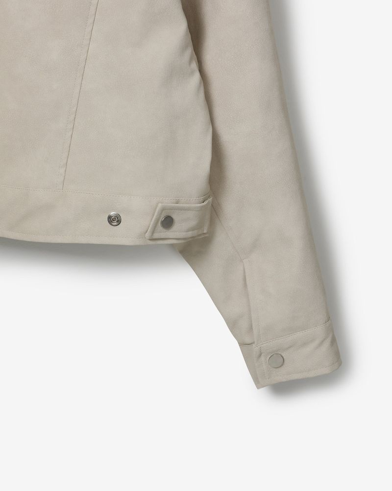 vegan leather biker jacket [ cream beige ]