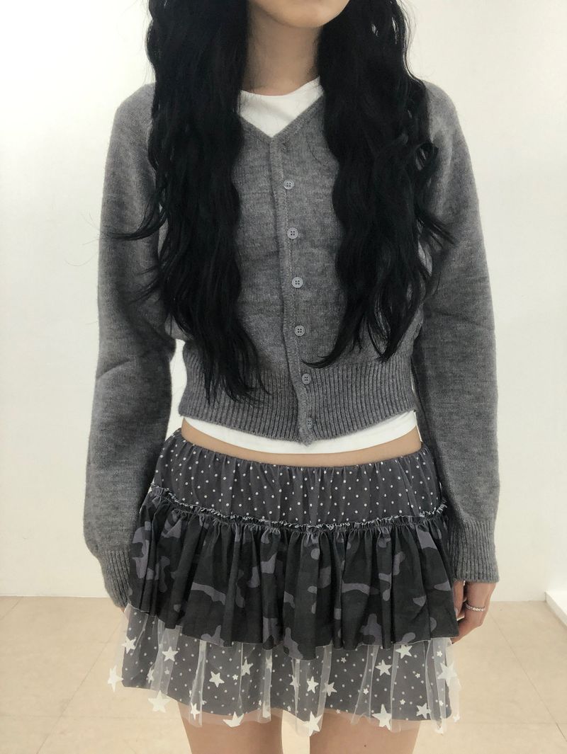 Gray Dot Camo Lace Skirt