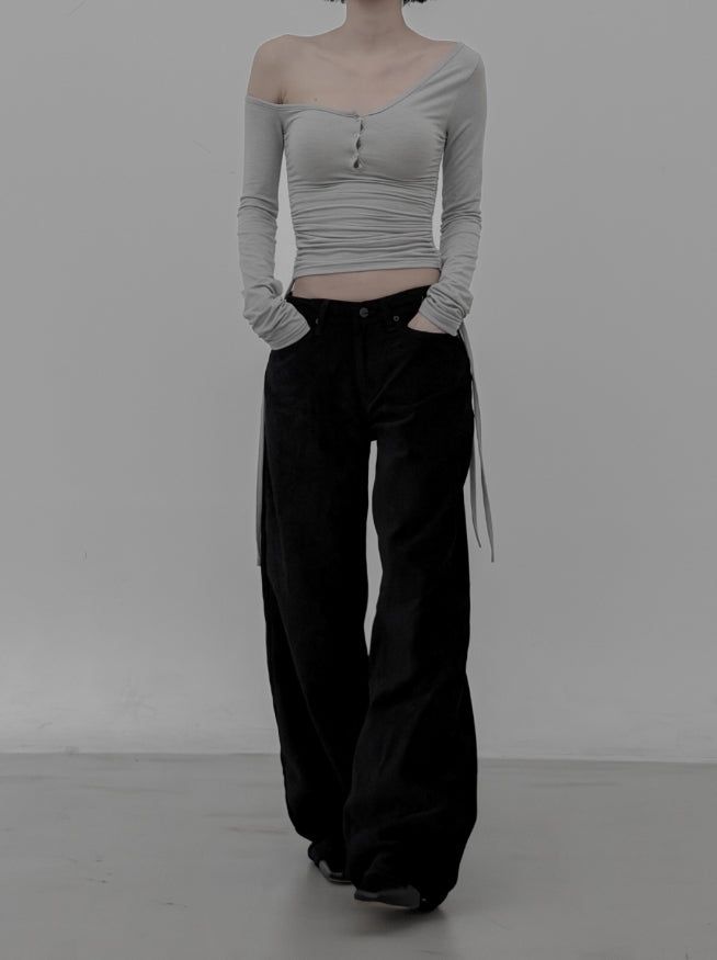 Velvet Denim Wide Pants