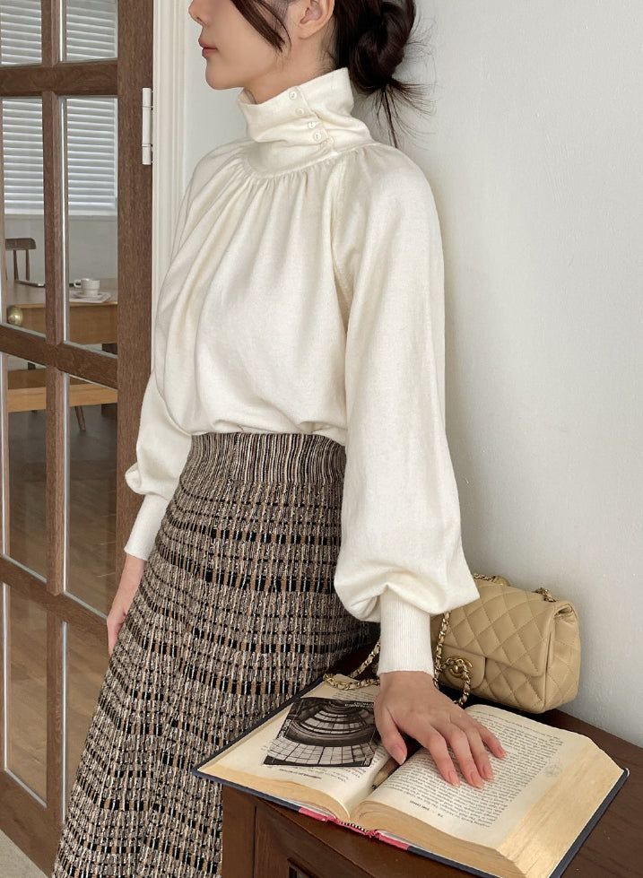 Colb Puff Shirring Button Polar Knit