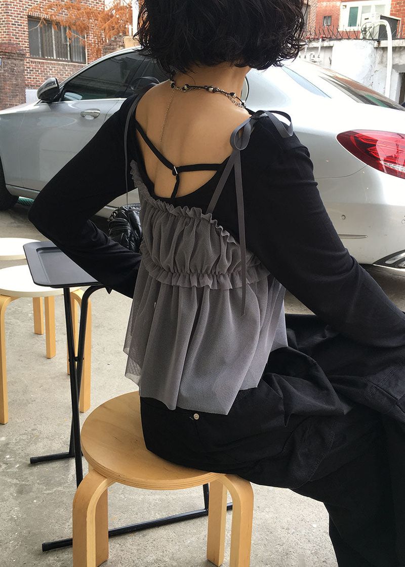 MESH SHIRRING TOP