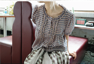 Check Tie Skirt (beige)