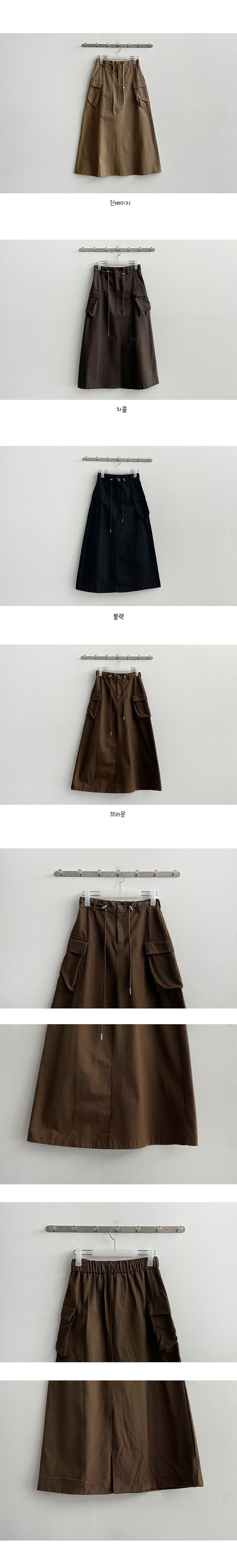 Rotol String Cargo Slit Long Skirt