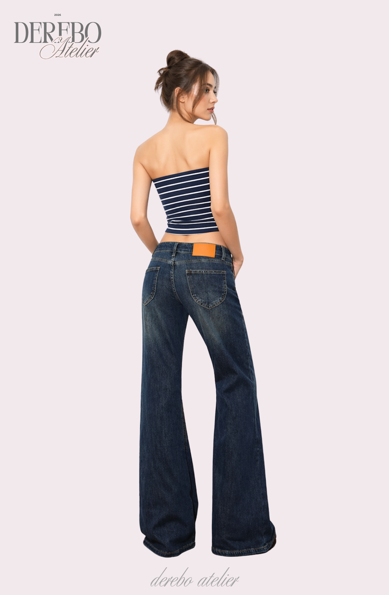 deep blue flow bootcut denim pants, regular (REGULAR)