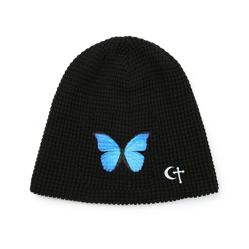 1 4 butterfly beanie - BLACK