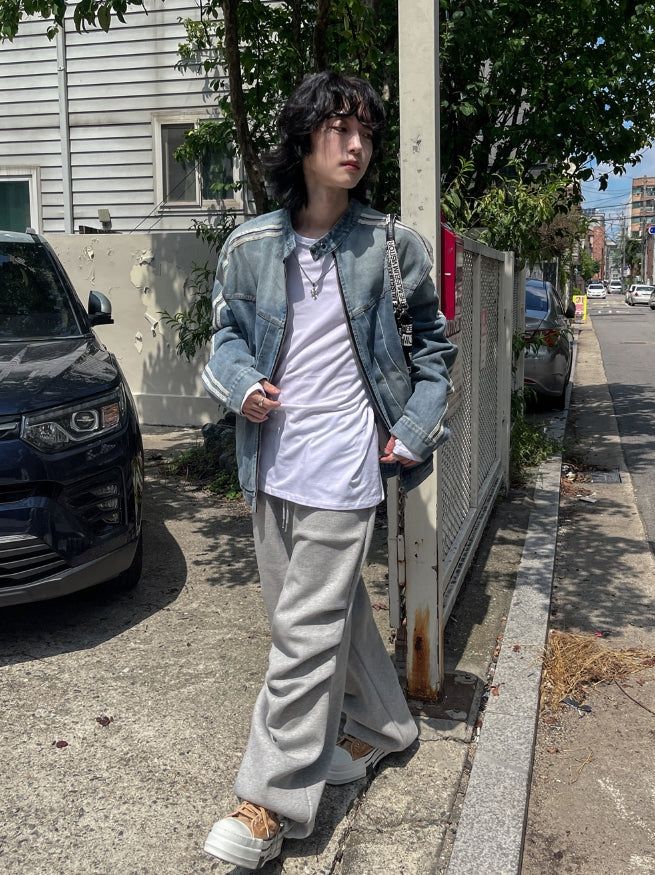 Wings Track Gradient Pinch Denim Jacket
