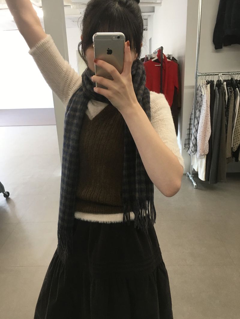 [MD Pick]Fine wool check muffler (6color)